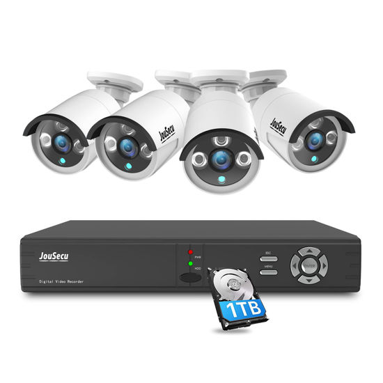 Picture of JouSecu 1080P 8CH Wired Home Security Camera System HD 5-in-1 Video DVR Recorder with 4X HD 2MP Weatherproof CCTV Cameras, Motion Alert, Remote Access
