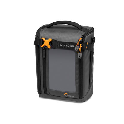 Picture of Lowepro GearUp Creator Box Large II, Mirrorless and DSLR Camera Bag, Camera Case with QuickDoor Access, Made with Recycled Fabric, Orange Padded Interior Dividers, Grey