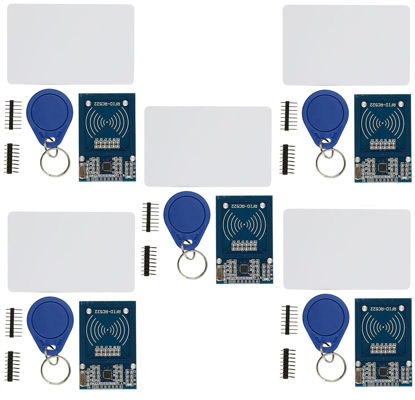 Picture of WWZMDiB 5Pcs RFID Kit - MF RC522 RF IC Card Sensor Module + S50 Blank Card + Key Ring + Male to Female Jumper Wires for Arduino Raspberry Pi