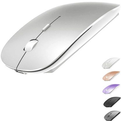 Picture of KLO Rechargeable Bluetooth Mouse for MacBook/MacBook air/Pro/iPad, Wireless Mouse for Laptop/Notebook/pc/iPad/Chromebook (BT/B Silver)