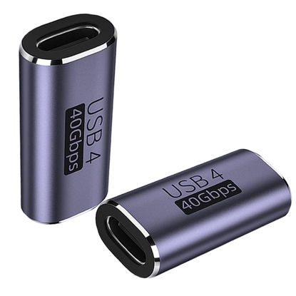 Picture of USB C Female to Female Adapter, 40Gbps USB Type C Female to Female Adapter, 100W Power Delivery and 8K@60Hz Video Pass Through, Compatible for iPad, Thunderbolt 4/3, MacBook Pro/Air, 2 Pack