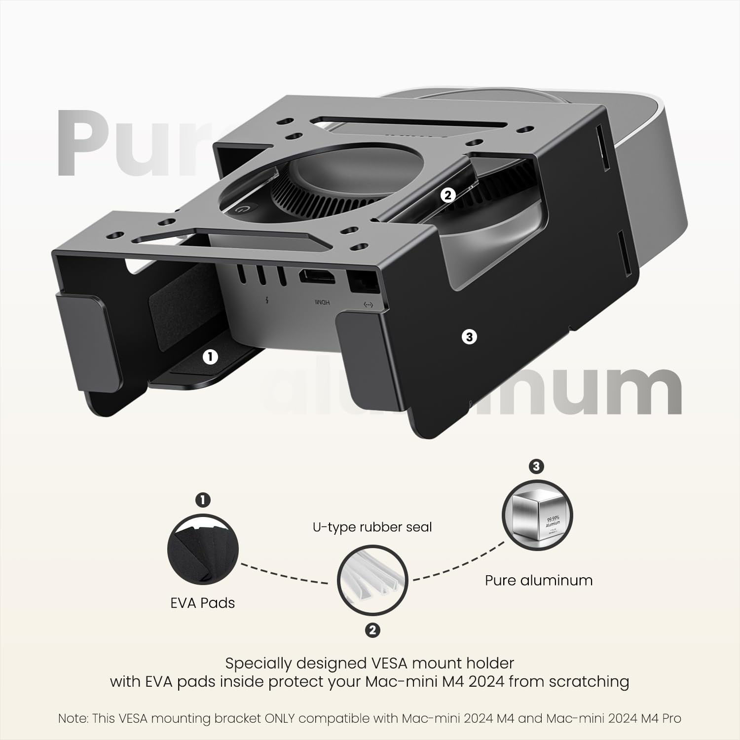 GetUSCart- Fasgear Mac Mini M4 Mount Pure Aluminum VESA Mount Monitors ...