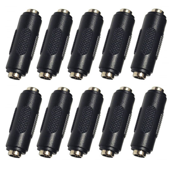Picture of QLXHBOT 10PCS DC Power Connector Adapter 12V 5.5mm x 2.1mm, 12/24V Female to Female Power Jack Socket for Led Strip CCTV Security Camera Cable Wire Ends Plug Barrel