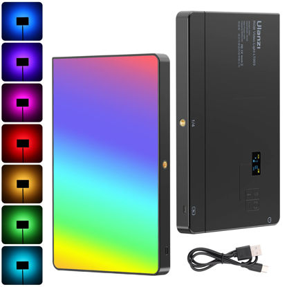 Picture of ULANZI LT003 RGB Video Light, 15W Portable LED Panel with 2100 Lumens, 10" Video Light Dimmable 2500K-9000K, Built-in 8000mAh Battery and USB Charger, CRI>95 for DSLR Camera Video Photography