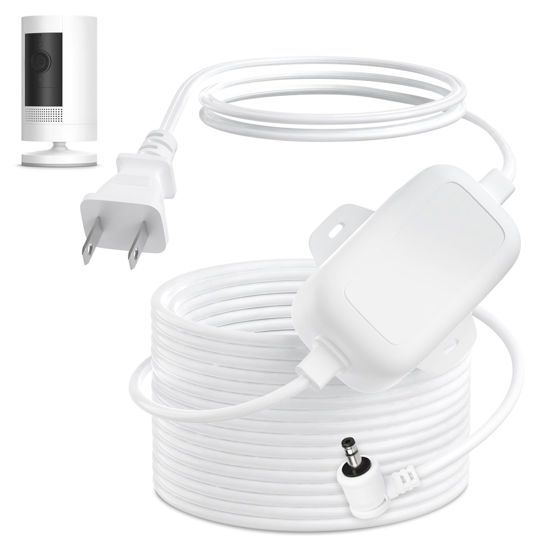 Picture of ALERTCAM 30ft Extension Power Cable for Ring Stick Up Cam (3rd Gen), Weather-Resistant Charging Cord for Continuous and Safe Power Supply, White