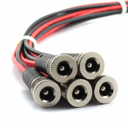 Picture of Tegg 5pcs DC-099A DC Female Panel Mount Charging Wire Threaded Socket Jact Connector with Dustproof Plug IP67 68 Water-Proof Large Current Power Adapter 5.5x2.5mm