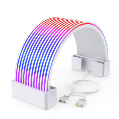 Picture of Sirlyr RGB PSU Cables LED Strips,ARGB PC Cable Cover Compatible 24 Pin Motherboard Extension Cable,Power Supply Cables,3Pin SYNC for Computer Setup 8In