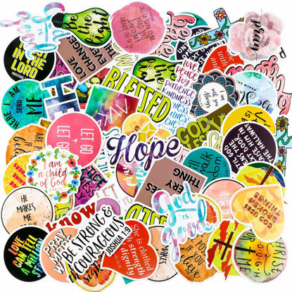 Picture of 200 Pieces Inspirational Stickers Jesus Faith Stickers Waterproof Wisdom Words Decals Christian Stickers Verse Motivational Stickers for Water Bottle Car Skateboard Laptop Luggage