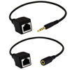 Picture of Seadream Network RJ45 Female to DC 3.5mm Adapter DC 3.5mm Male and 3.5mm Female TRRS 4 Pole Jack to RJ45 Female Cable Adapter for Touch Screen Device KTV