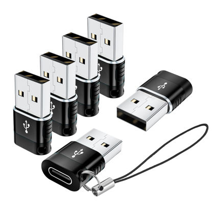 Picture of BaseNew USB to USBC Adapter 6 Pack,USBA to USBC Adapter,USB to USB C Adapter,USB Type C Adapter,USB to USB C Cable Converter Compatible with iPhone,MacBook,AirPod,Black