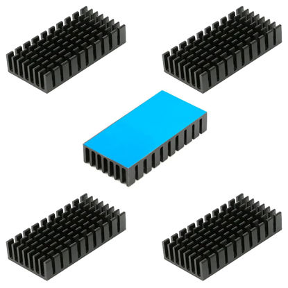Picture of Jienk 5PCS Aluminum Heat Sink with Thermal Conductive Adhesive Tape, 50×25×10mm Heatsink Cooler for Cooling VRM GPU Stepper Driver 3D Printer Stepper Motor