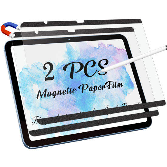 Picture of Peslv 2 Pack Magnetic Paperfilm for iPad 10th Generation 10.9 Inch 2022, Feel Like Writing Drawing On Paper, Matte Removable Anti Glare Fingerprint Screen Protector Blue Light Filter