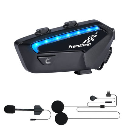 Picture of FreedConn Group Motorcycle Helmet Bluetooth Headset, FX 2-10 Riders Motorbike Intercom Universal Pairing, Ultra-Thin Fashion Communication System with Noise Cancellation, IP67 Waterproof, Music Share