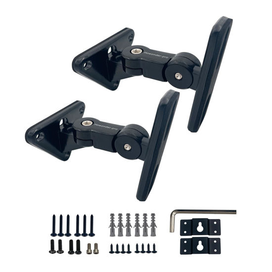Picture of Howonder-pro Speaker Wall Mount, Speaker Mount Wall，All Metal Speaker Wall Mount Bracket for Small Speakers Swivel & Tilt,Hold up to 15lbs,HD-151pro(2 Packs Black)