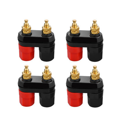 Picture of Borsuer 4Pcs Banana Plug Jack Female Socket Gold Plated Terminal Binding Post Dual 4mm Banana Plugs Connector for Speaker Amplifier Terminal