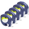 Picture of DYMO LetraTag Refills, Replacement for Dymo Label Maker Refills, 91330 Paper Label Tape 12mm (1/2" x 13ft) Compatible Dymo Lables for Letra Tag 100H 100T 200B QX50 (Black on White, 5 Pack)