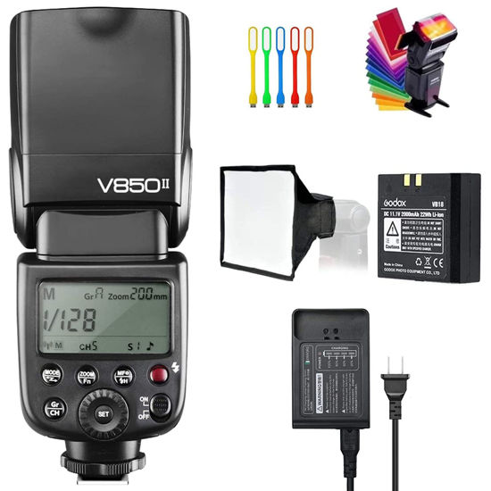 Picture of Godox V850II GN60 2.4G 1/8000s High-Speed Sync Flash Speedlite Speedlight & 2000mAh Li-ion Battery, 1.5s Recycle time, 650 Full Power Compatible for Canon Nikon Pentax Fuji Olympus Panasonic Cameras