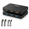 Picture of 4K@60Hz HDMI KVM Switch for 2 Computers, 1 Monitor - USB Selector with 4 USB 3.0 Ports for Keyboard, Mouse, Printer, External Hard Drives, Includes 2 USB Cables and 2 HDMI Cables