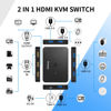 Picture of 4K@60Hz HDMI KVM Switch for 2 Computers, 1 Monitor - USB Selector with 4 USB 3.0 Ports for Keyboard, Mouse, Printer, External Hard Drives, Includes 2 USB Cables and 2 HDMI Cables
