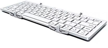 Picture of Universal Ultra-Slim Aluminum Wireless Foldable Bluetooth Keyboard - For Windows iOS Mac Android Tablets Smartphones, iPad Air, iPad, Android, Macos, Tablets, Built in Rechargeable Battery (WHITE)