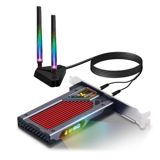 Picture of Fenvi WiFi 7 RGB Light PCI-E WiFi Card BE200 BT5.4 Tri-Band 8774Mbps 802.11BE BE200NGW Desktop Network Adapter Instead of Your WiFi 6/WiFi 6E Card Support Windows 10/11 Not for AMD Motherboards