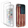 Picture of Yodueiv for iPod Touch 6/Touch 5/Touch 7 Case with Tempered Glass Screen Protector, Full-Body Shockproof Cute Clear Flag Pattern Protective Phone Cover Case for iPod Touch 5th / 6th / 7th (USA Flag)