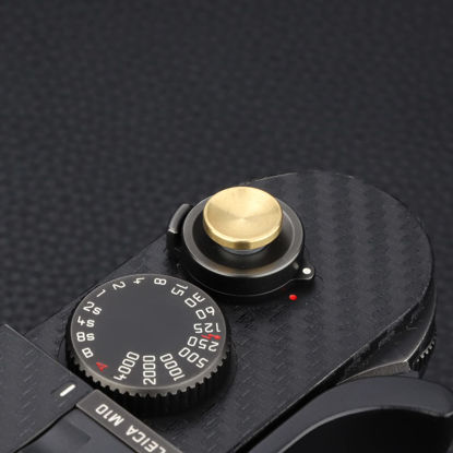 Picture of Metal Shutter Release Button for Fujifilm X-E4 X-E2 X-E2S X-E3 X-T2 X-T3 XT5 X-T30 X-T20 X-Pro1 X-Pro2 X100V X100T X100S X100F and Lei-ca M8 M9 M10 M-10p M-240P M9-P Concave Surface Golden