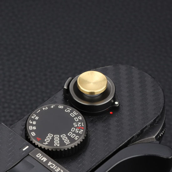 Picture of Metal Shutter Release Button for Fujifilm X-E4 X-E2 X-E2S X-E3 X-T2 X-T3 XT5 X-T30 X-T20 X-Pro1 X-Pro2 X100V X100T X100S X100F and Lei-ca M8 M9 M10 M-10p M-240P M9-P Concave Surface Golden