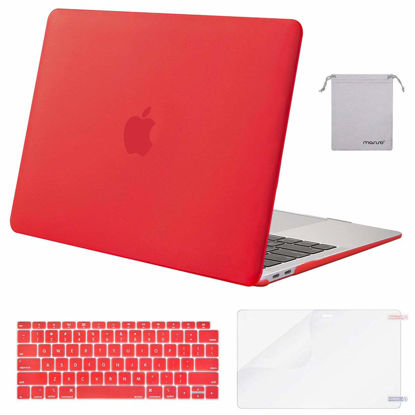 Picture of MOSISO Compatible with MacBook Air 13 inch Case 2022, 2021-2018 Release A2337 M1 A2179 A1932, Plastic Hard Shell&Keyboard Cover&Screen Film&Storage Bag for MacBook Air 13.3 inch Case, Red
