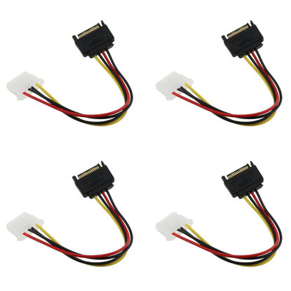 Picture of ZZHXSM 4PCS SATA 15Pin Male to 4Pin IDE Molex Female Cable for Serial ATA Hard Drives and CD ROM Drives
