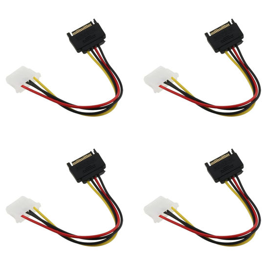 Picture of ZZHXSM 4PCS SATA 15Pin Male to 4Pin IDE Molex Female Cable for Serial ATA Hard Drives and CD ROM Drives