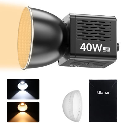 Picture of ULANZI 40W Pro Portable LED Video Light with 3400mAh Build-in Battery, Metal Mini Dual Color Temperature COB Continuous Output Lighting Handheld Spotlight 2500K-6500K for Video