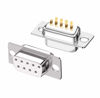 Picture of Jienk 10PCS DB9 Female RS232 D-SUB Serial Solder Cup Connectors Kit, Gold Plated Joints RS232 Serial Solder Type Port 9 Pin D Sub Couplers with Plastic Hoods, Strain Relief Grommet and Screws