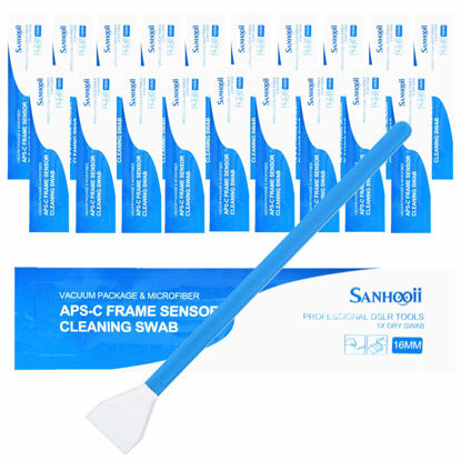 Picture of SANHOOII Dry APS-C Sensor Cleaning Swabs (CCD/CMOS), 20pcs 16mm DSLR or SLR Mirrorless Digital Camera Cleaning kit (No senrsor Cleaning Solution)