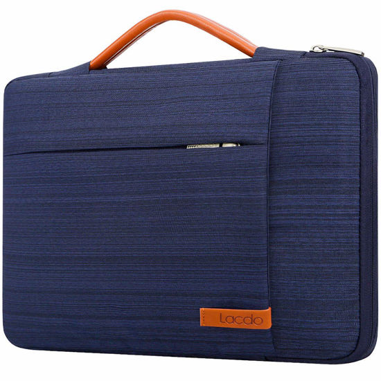 Picture of Lacdo 360° Protective Laptop Sleeve Case for 13 inch New MacBook Air M3 A3113 M2 A2681 M1 A2337 2024-2018 | 13 inch MacBook Pro M2/M1 A2338 A2251 | 13 inch iPad Pro M4 / iPad Air M2 Computer Bag, Blue