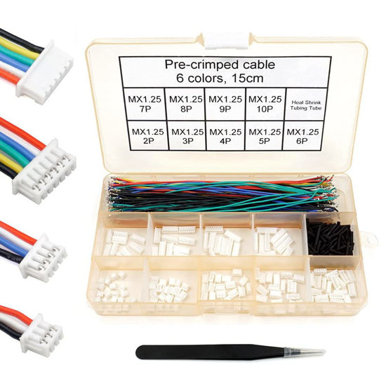 Picture of elechawk 1.25mm Pitch Connectors and Pre-Crimped Cables Compatible with JST Molex PicoBlade 1.25mm for Pixhawk Silicone 15cm Wire