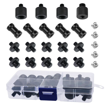 Picture of Frgyee 24 Pcs Camera Screw Adapter 1/4 to 1/4 and 1/4 to 3/8 Tripod Mount Converter Set for Camera Mount, Monopod, Ballhead, Flash Light Stand