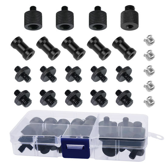 Picture of Frgyee 24 Pcs Camera Screw Adapter 1/4 to 1/4 and 1/4 to 3/8 Tripod Mount Converter Set for Camera Mount, Monopod, Ballhead, Flash Light Stand