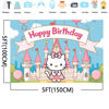 Picture of Pink Castle and Cute Pink Cat Background Birthday Decorations, Pink Castle and Pink Cat Birthday Party Backdrop Baby or Girl Birthday Banner Birthday Party Supplies (5x3ft)