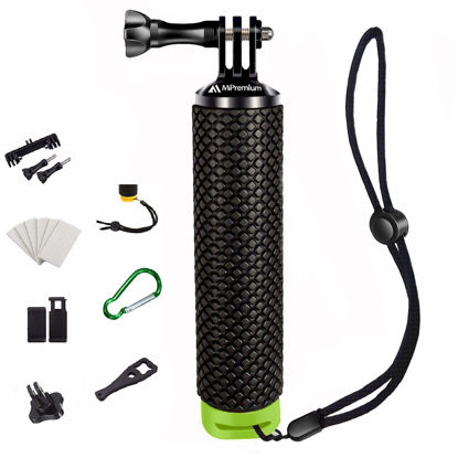 Picture of MiPremium Waterproof Floating Hand Grip Compatible with GoPro Cameras Hero 12 11 10 9 8 7 6 5 4 3 2 Session Black Silver Handler and Handle Mount Accessories for Water Sport & Action Cameras (Green)
