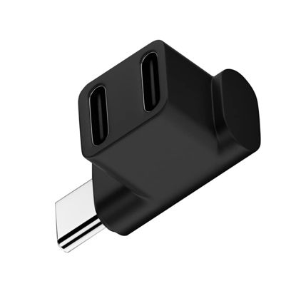 Picture of NFHK 10Gbps USB3.0 Type C Male to Dual Female Power Data Splitter Adapter Up Angled Compatible with Steam Deck Laptop