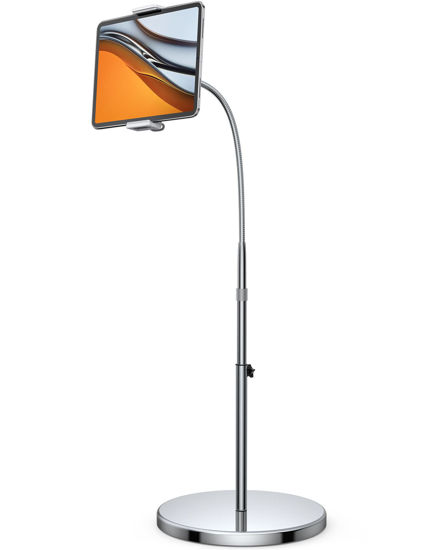 Picture of Lamicall Tablet Floor Stand Gooseneck - Swivel Tablet Holder Mount with Adjustable Height & 10.6lb Stable Base, Compatible with iPad Mini Air Pro 12.9/9.7, Tab, Kindle, Surface Pro, Phones (4.7-13")