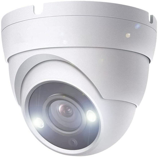 Picture of Real HD 5MP Full Color Night Vision Dome TVI CCTV Security Camera with Visible White LED Lights, 65ft Night Vision, 2.8mm Wide Viewing Angle, Outdoor, Full Metal, ONLY Compatible with 5MP and 8MP DVR
