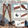 Picture of Bebaimis Leather Camera Harness for 2 Cameras,Dual Camera Harness Strap for Two Cameras,Dual Shoulder Leather Camera Strap,Multi Double Camera Gear for DSLR/SLR,Camera Harness for Photographers,Brown