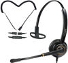 Picture of KEMEILE Office Telephone Headset with Noise Cancelling Mic RJ9 U10P Bottom Cable Compatible with Landline Desk Phones Polycom VVX, Avaya Digital, Fanvil, AudioCodes and Many More