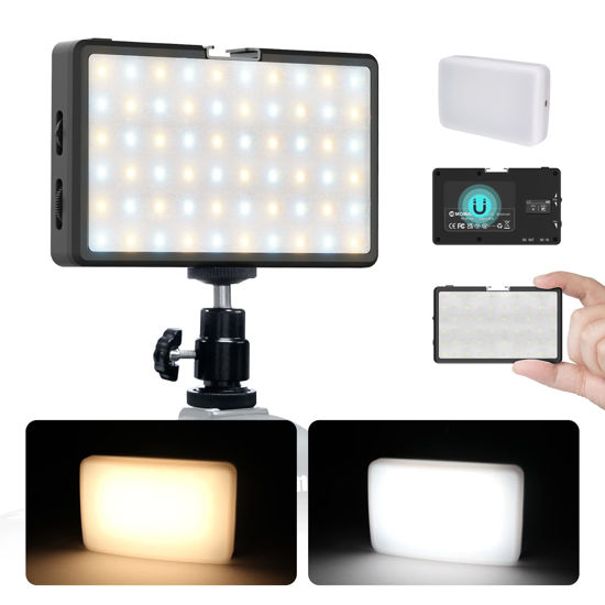 Picture of LED Video Light, Moman Camera Light for Photography, Portable 5000mAh Video Recording Lights with Cold Shoe, Mini Light CRI 98+ Dimmable 2500-9000K Video Lighting, On-Camera-LED-Video-Light