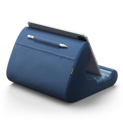 Picture of Lamicall Tablet Stand, Tablet Pillow Holder - Tablet Pillow Soft Pad for Bed, Lap Tablet Mount with Stylus Mount & Pocket, for iPad Pro 12.9, Air, Mini, Kindle, Galaxy Tab and 4-13" Tablet, Royal Blue