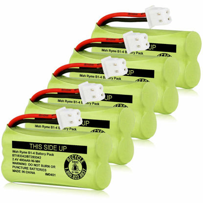 Picture of iMah BT183342/BT283342 2.4V 400mAh Ni-MH Battery Pack Compatible for BT166342/BT266342 BT162342/BT262342 2SN-AAA40H-S-X2, Pack of 5
