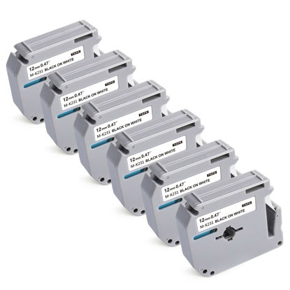 Picture of BEYONDTEK Work for Brother P Touch M Tape 1/2" Black on White 12mm 0.47 Label Maker Tape Compatible for Brother PT-45 Label Tape M-231 Mk-231 M-k231S for PT-65 PT-M95 PT-85 PT-90 PT-70 PT-80,8m 26.2ft
