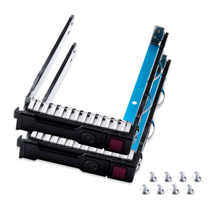Picture of 2pcs Pack 2.5" inch 651687-001 651699-001 Hard Drive Tray Caddy Compatible with HP G8 G9 DL120 DL160 DL180 DL360 DL380 DL320e DL360p DL380p DL388 DL560 DL385 Server HDD Chips Screws